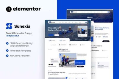 Sunexia - Solar & Renewable Energy Elementor Template Kit