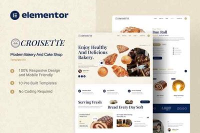 Croisette - Modern Bakery and Cake Shop Elementor Template Kit
