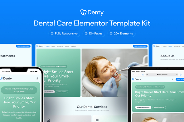 Denty - Dental Care Elementor Template Kit Denty - Dental Care Elementor Template Kit