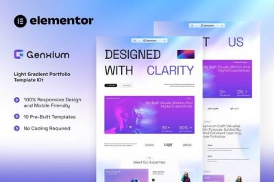 Genxium - Light Gradient Portfolio Elementor Template Kit