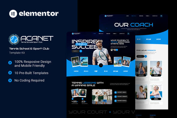 Acanet - Tennis School & Sport Club Elementor Template Kit Acanet - Tennis School & Sport Club Elementor Template Kit