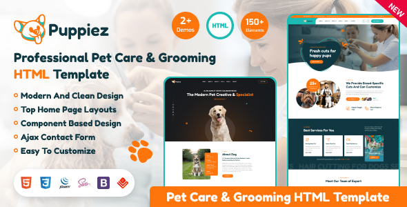 Puppiez - Pet Care & Grooming HTML Template Puppiez - Pet Care & Grooming HTML Template