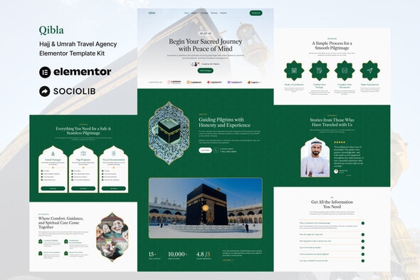 Qibla - Hajj & Umrah Travel Agency Elementor Template Kit Qibla - Hajj & Umrah Travel Agency Elementor Template Kit