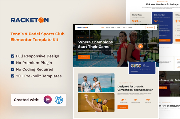 Racketon - Tennis & Padel Sports Club Elementor Template Kit Racketon - Tennis & Padel Sports Club Elementor Template Kit