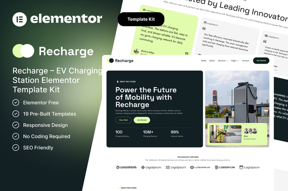 Recharge - EV Charging Station Elementor Template Kit Recharge - EV Charging Station Elementor Template Kit