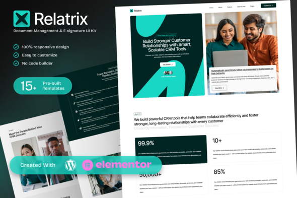 Relatrix – CRM SAAS Platform Elementor Template Kit for Customer Relationship Solutions Relatrix – CRM SAAS Platform Elementor Template Kit for Customer Relationship Solutions