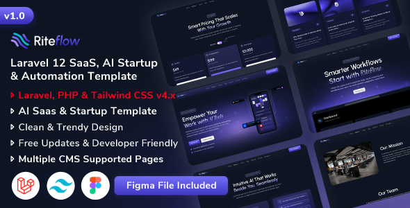 RiteFlow - Laravel 12 AI Startup, SaaS & Automation Tech Business Template RiteFlow - Laravel 12 AI Startup, SaaS & Automation Tech Business Template