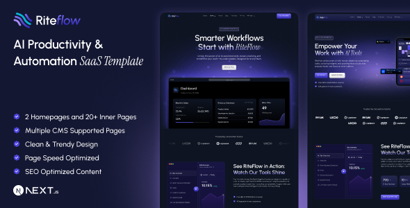 Riteflow - SaaS & AI Startup Next.js Template Riteflow - SaaS & AI Startup Next.js Template