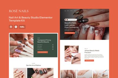 Rosé Nails - Nail Art & Beauty Studio Elementor Template Kit
