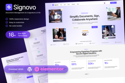 Signovo - E-signature & Document Management SaaS Elementor Template Kit