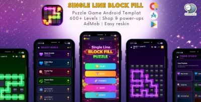 Single Line Block Fill - Puzzle Game Android Templat 600+ Levels | Shop & power-ups with AdMob