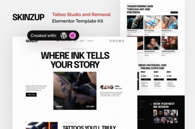 Skinzup - Tattoo Studio & Removal Elementor Template Kit