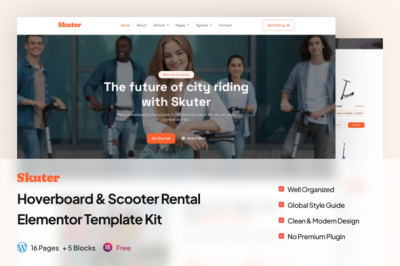 Skuter - Hoverboard & Scooter Rental Elementor Template Kit