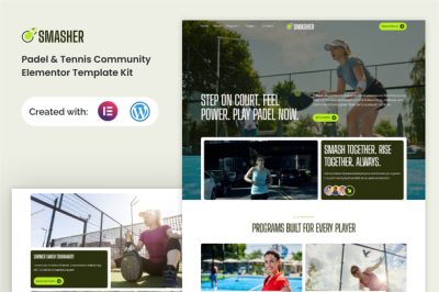 Smasher - Padel Tennis Community Elementor Template Kit