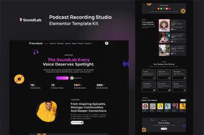 SoundLab - Podcast Recording Studio Elementor Template Kit