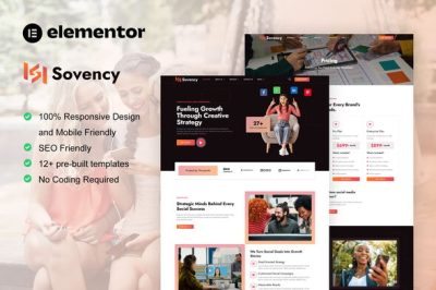 Sovency - Social Media Marketing Agency Elementor Pro Template Kit