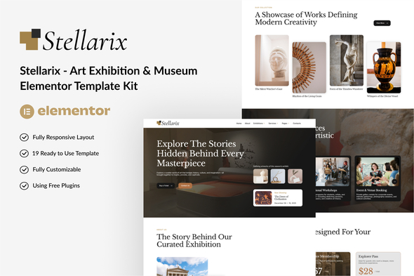 Stellarix - Art Exhibition & Museum Elementor Template Kit Stellarix - Art Exhibition & Museum Elementor Template Kit