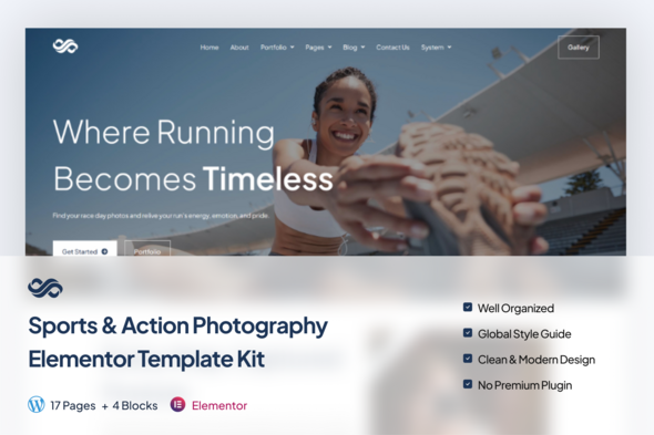 Strideview - Sports & Action Photography Elementor Template Kit Strideview - Sports & Action Photography Elementor Template Kit