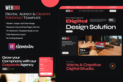 WebDigi - Digital Agency & Creative Portfolio Elementor Template Kit