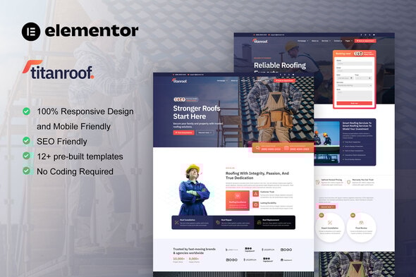 TitanRoof - Roofing Services Elementor Pro Template Kit TitanRoof - Roofing Services Elementor Pro Template Kit