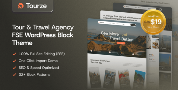 Tourze – Tour & Travel Agency Gutenverse FSE WordPress Block Theme Tourze – Tour & Travel Agency Gutenverse FSE WordPress Block Theme