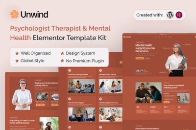 Unwind - Psychologist Therapist & Mental Health Elementor Template Kit