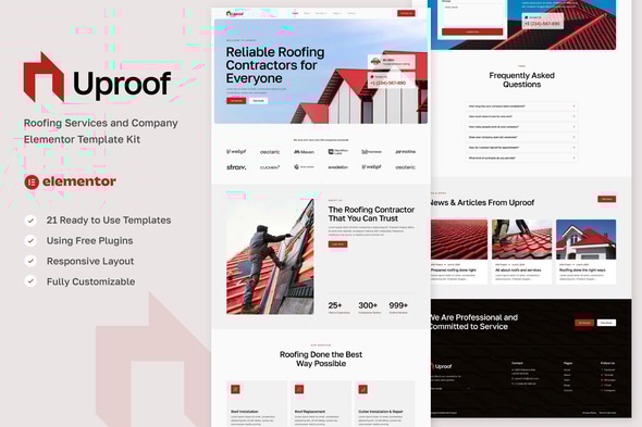 Uproof - Roofing Services & Company Elementor Template Kit Uproof - Roofing Services & Company Elementor Template Kit