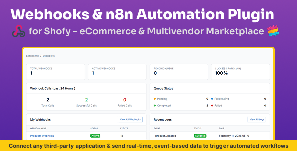 Webhooks & n8n Automation Plugin for Shofy – eCommerce & Multivendor Marketplace Webhooks & n8n Automation Plugin for Shofy – eCommerce & Multivendor Marketplace