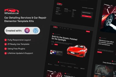 Wheelux - Car Detailing Services & Car Repair Elementor Template Kits