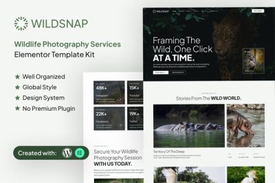 Wildsnap - Wildlife Photography Services Elementor Template Kit