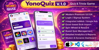 YonoQuiz – Fun Quiz & Trivia Game Full Application with Powerful Admin Panel