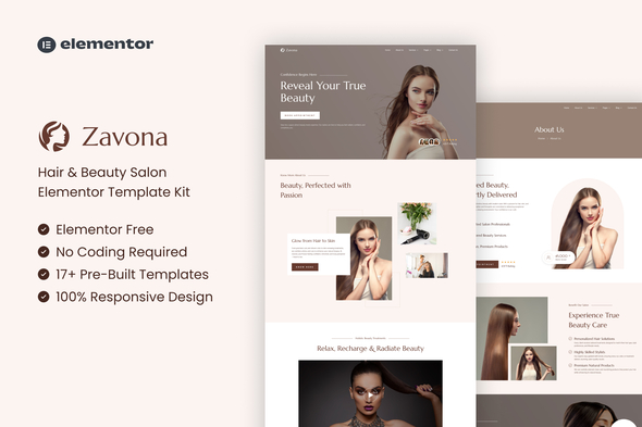 Zavona - Hair & Beauty Salon Elementor Template Kit Zavona - Hair & Beauty Salon Elementor Template Kit