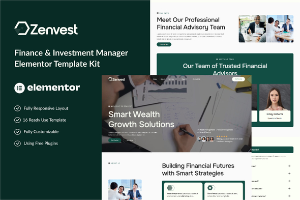 Zenvest - Finance & Investment Manager Elementor Template Kit Zenvest - Finance & Investment Manager Elementor Template Kit
