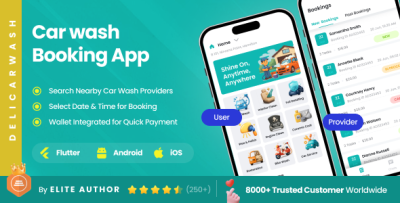 4 App Template | Car Wash Booking & Service Management App Template | Flutter | DeliCarwash