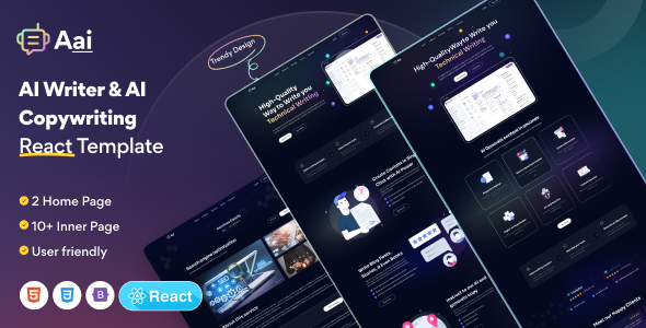 Aai - AI Content & Copywriting SaaS Landing Page React Template Aai - AI Content & Copywriting SaaS Landing Page React Template