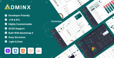 AdminX Laravel 12(Vite)  Admin Dashboard Template
