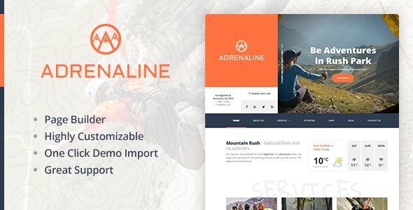 Adrenaline - Outdoor Extreme Sports WordPress Theme Adrenaline - Outdoor Extreme Sports WordPress Theme