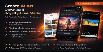 AI Art Generator & Stock Media Downloader - Android App (Java)