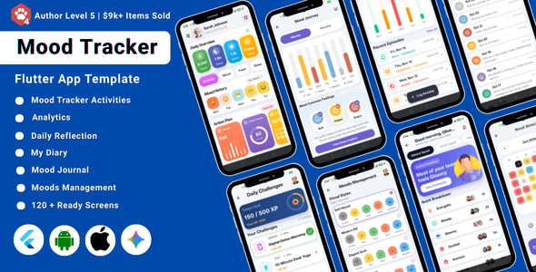 AI-Powered Mood Tracker Flutter Mobile App Template | Journal & Diary AI-Powered Mood Tracker Flutter Mobile App Template | Journal & Diary