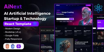 AiNext - AI Artificial Intelligence Startup & Technology React Template
