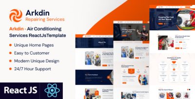 Arkdin – Air Conditioning Services ReactJs Template