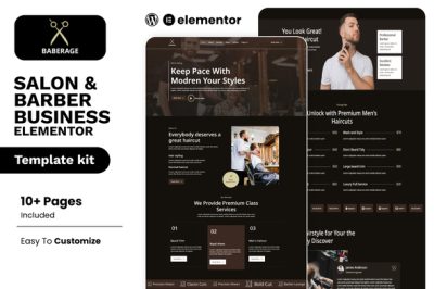 Baberage - Barber & Hairdresser Shop Elementor Template Kit