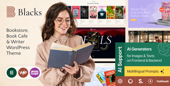 Blacks - Book Store, Book Cafe & Writer WordPress Theme Blacks - Book Store, Book Cafe & Writer WordPress Theme