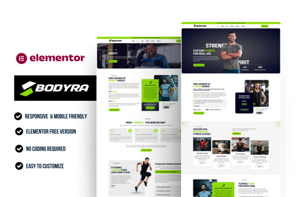 Bodyra - Personal Trainer & Fitness Elementor Template Kit Bodyra - Personal Trainer & Fitness Elementor Template Kit