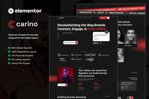 Carino - Dark Digital Agency Elementor Template Kit Carino - Dark Digital Agency Elementor Template Kit