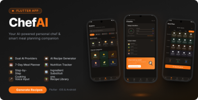 ChefAI - AI Recipe Generator, Meal Planner & Calorie Tracker | Flutter Full App