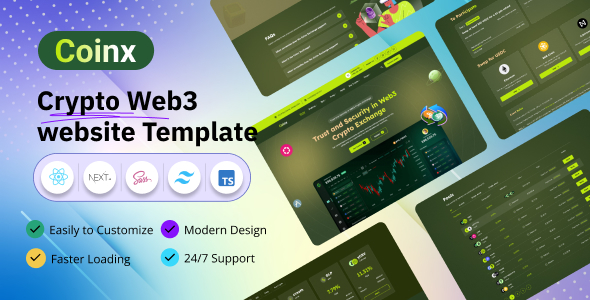 Coinx - Crypto Web3 Website React Next JS Tailwind CSS Template Coinx - Crypto Web3 Website React Next JS Tailwind CSS Template