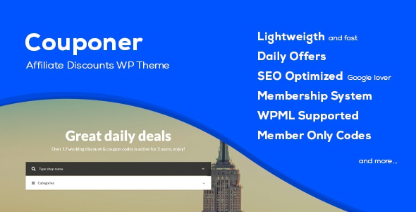 Couponer - Coupons & Discounts WP Theme Couponer - Coupons & Discounts WP Theme