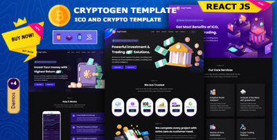 Cryptogen - React js ICO and Crypto LandingPage Template
