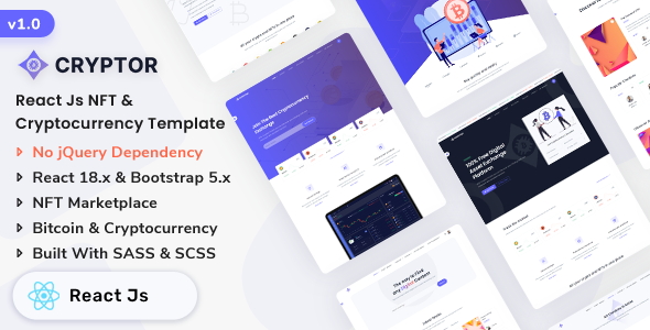 Cryptor - React Js NFT Marketplace & Cryptocurrency Landing Template Cryptor - React Js NFT Marketplace & Cryptocurrency Landing Template